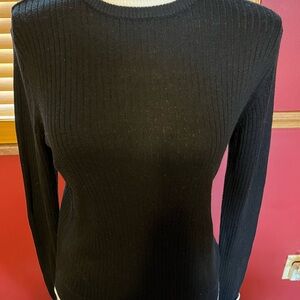 Black Ribbed Long Sleeve Sweater
